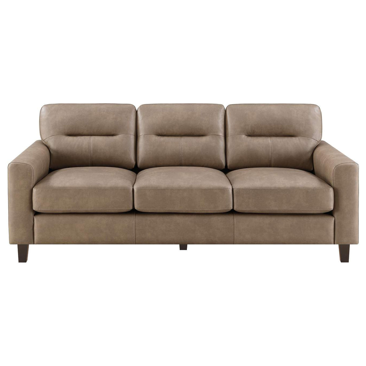504667-S3 Scotland 3-piece Faux Leather Upholstered Sofa Set Brown