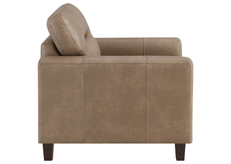 504667-S3 Scotland 3-piece Faux Leather Upholstered Sofa Set Brown