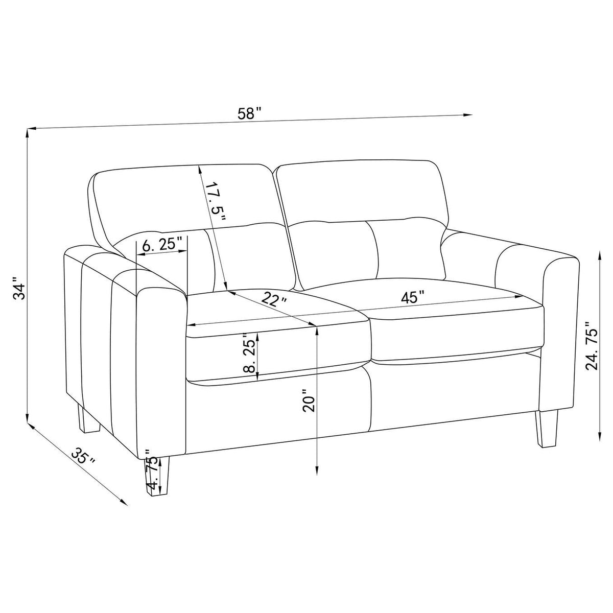504667-S3 Scotland 3-piece Faux Leather Upholstered Sofa Set Brown