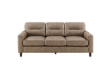504667 Scotland Faux Leather Upholstered Track Arm Sofa Brown