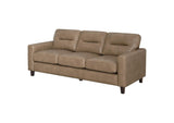 504667 Scotland Faux Leather Upholstered Track Arm Sofa Brown