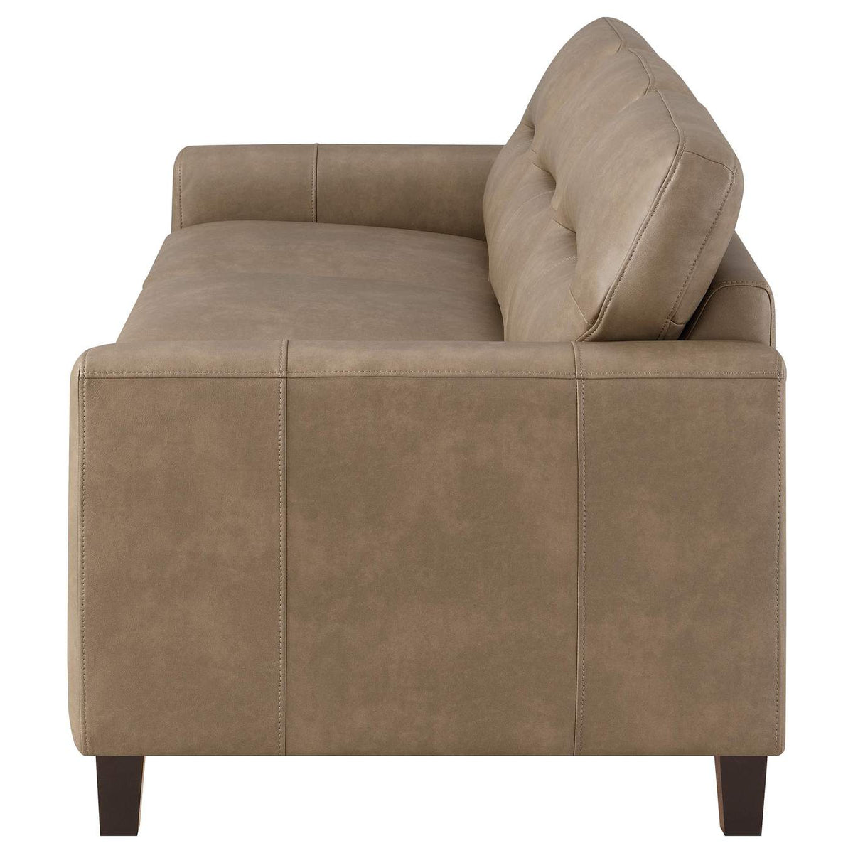 504667 Scotland Faux Leather Upholstered Track Arm Sofa Brown