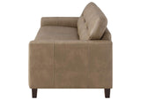 504667 Scotland Faux Leather Upholstered Track Arm Sofa Brown
