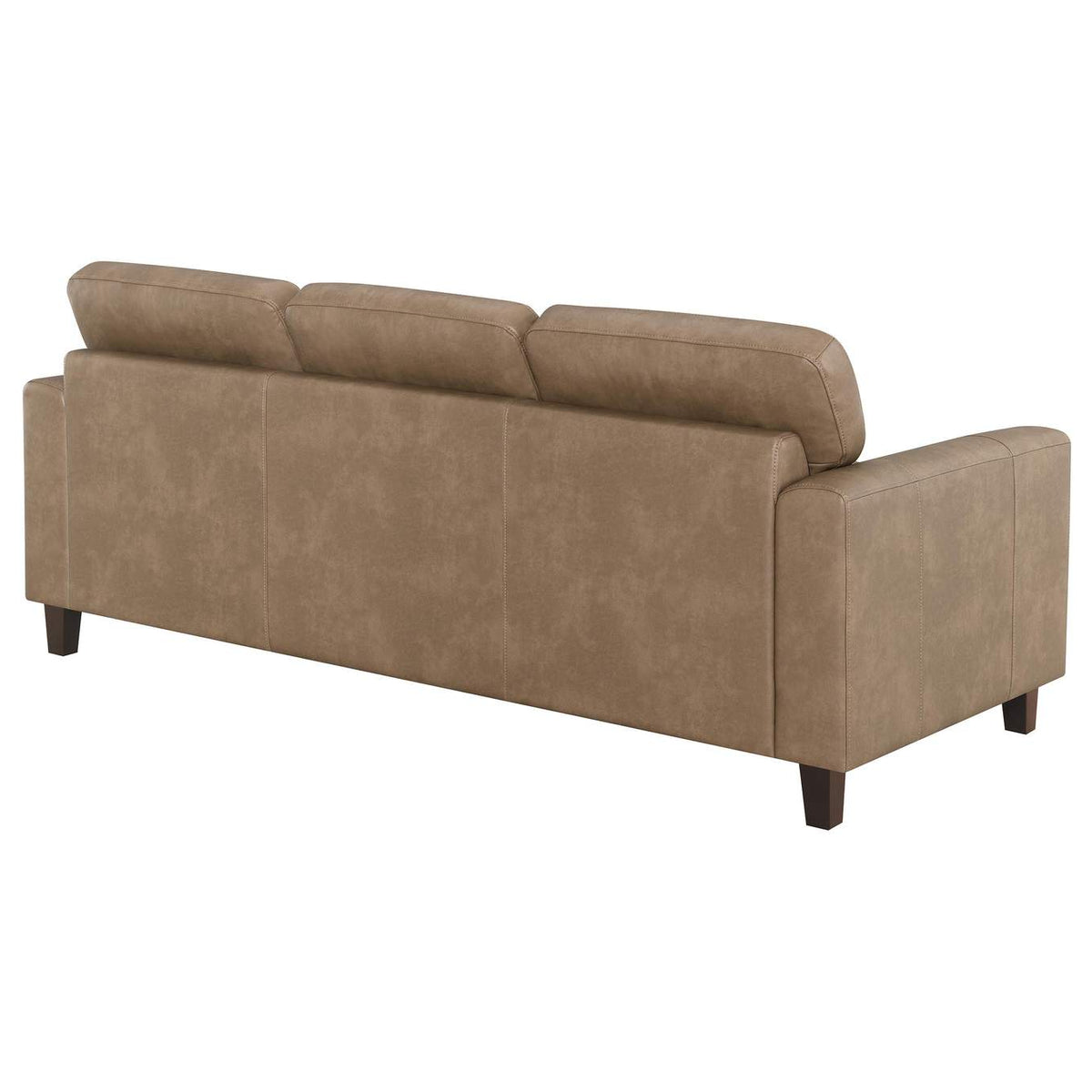 504667 Scotland Faux Leather Upholstered Track Arm Sofa Brown