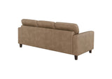 504667 Scotland Faux Leather Upholstered Track Arm Sofa Brown