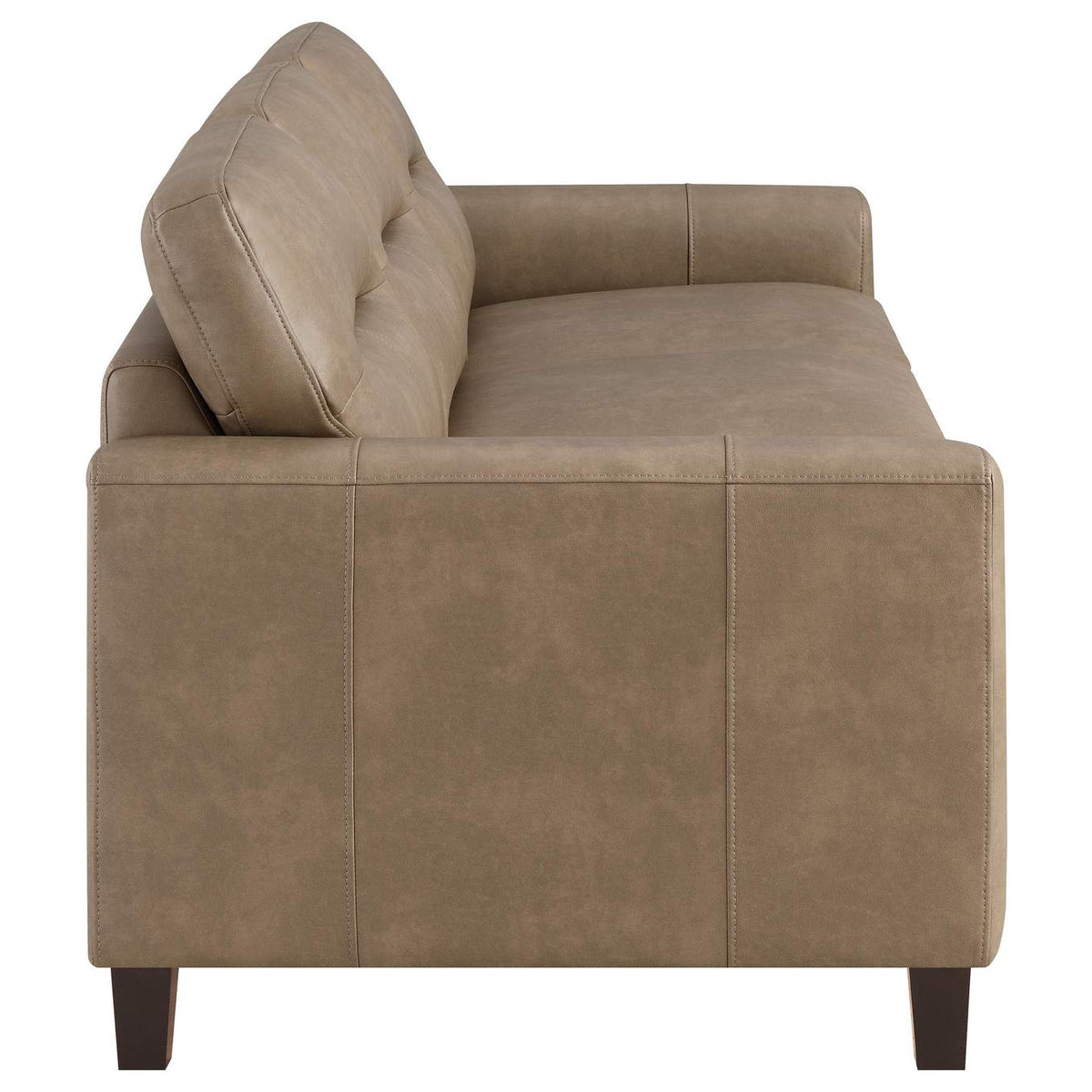 504667 Scotland Faux Leather Upholstered Track Arm Sofa Brown
