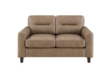 504668 Scotland Faux Leather Upholstered Track Arm Loveseat Brown