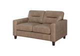 504668 Scotland Faux Leather Upholstered Track Arm Loveseat Brown
