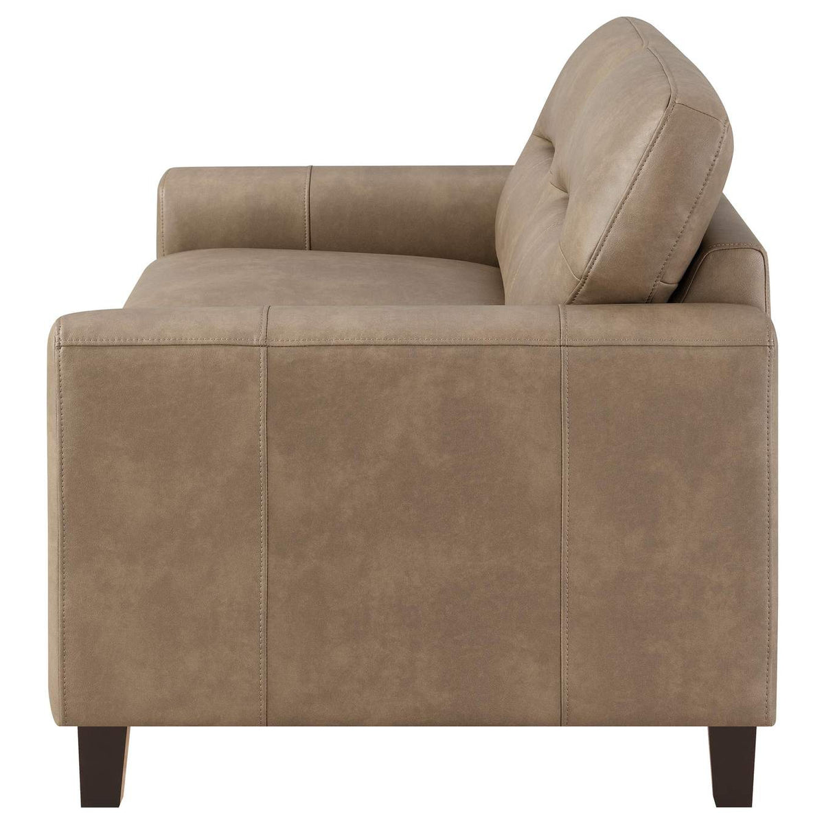 504668 Scotland Faux Leather Upholstered Track Arm Loveseat Brown
