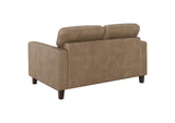 504668 Scotland Faux Leather Upholstered Track Arm Loveseat Brown