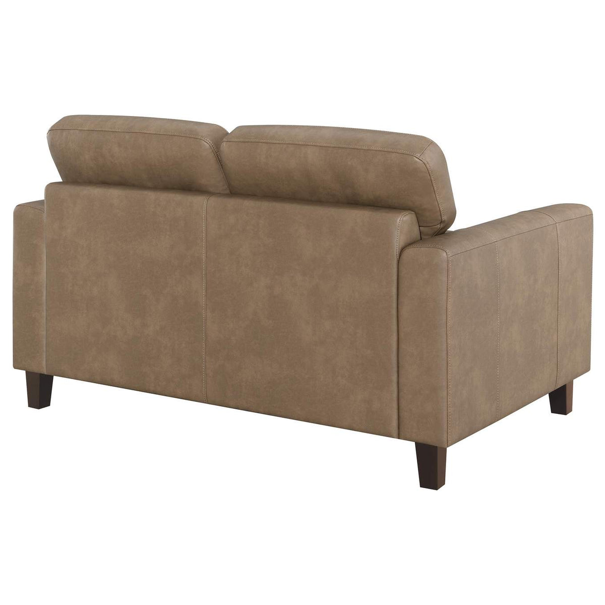 504668 Scotland Faux Leather Upholstered Track Arm Loveseat Brown