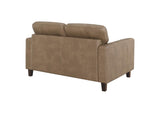 504668 Scotland Faux Leather Upholstered Track Arm Loveseat Brown