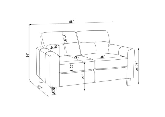504668 Scotland Faux Leather Upholstered Track Arm Loveseat Brown