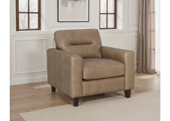 504669 Scotland Faux Leather Upholstered Track Arm Chair Brown