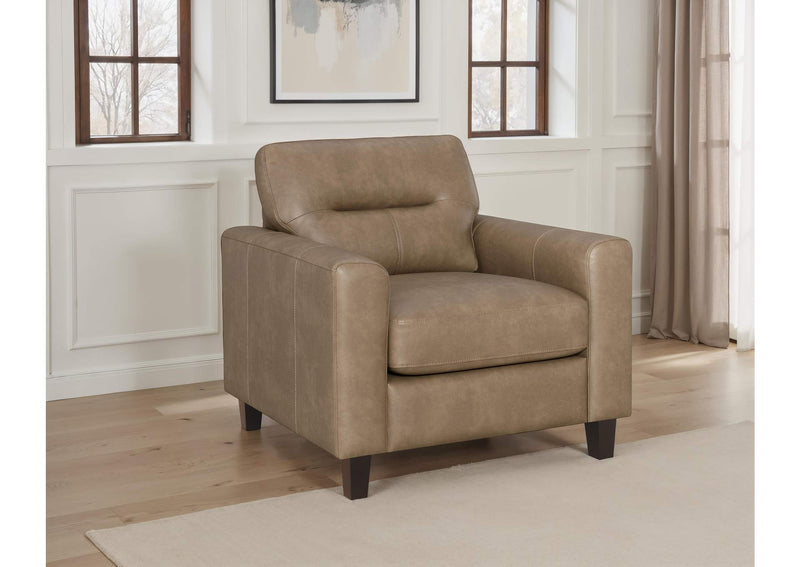 504669 Scotland Faux Leather Upholstered Track Arm Chair Brown