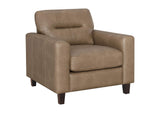 504669 Scotland Faux Leather Upholstered Track Arm Chair Brown