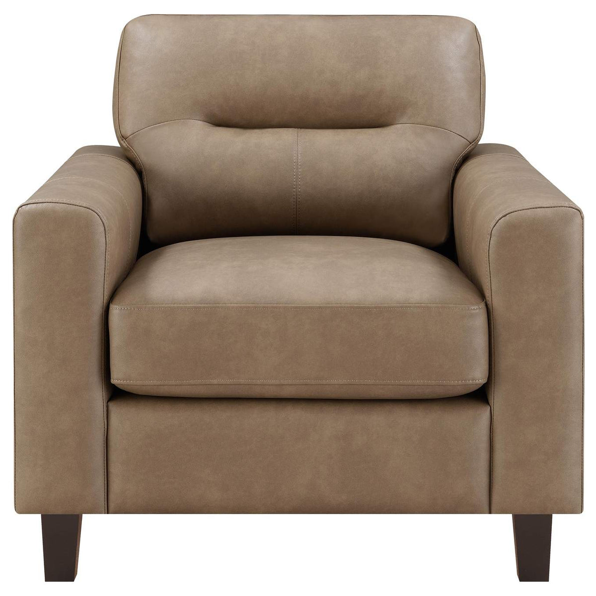 504669 Scotland Faux Leather Upholstered Track Arm Chair Brown