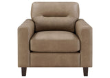 504669 Scotland Faux Leather Upholstered Track Arm Chair Brown