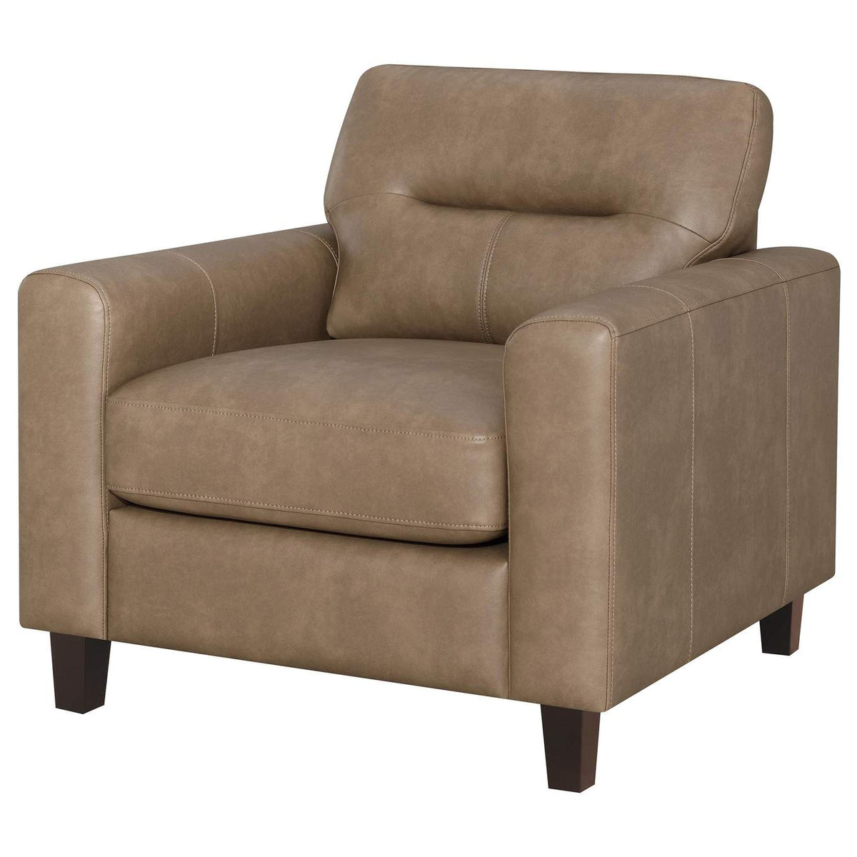 504669 Scotland Faux Leather Upholstered Track Arm Chair Brown