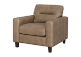 504669 Scotland Faux Leather Upholstered Track Arm Chair Brown
