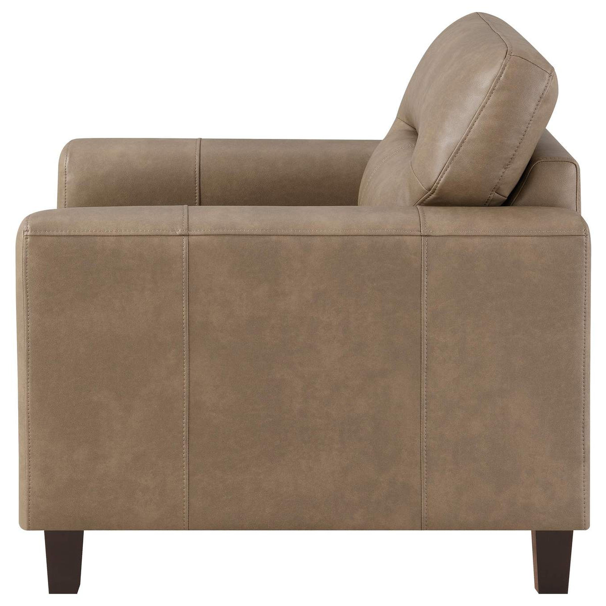 504669 Scotland Faux Leather Upholstered Track Arm Chair Brown
