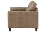 504669 Scotland Faux Leather Upholstered Track Arm Chair Brown