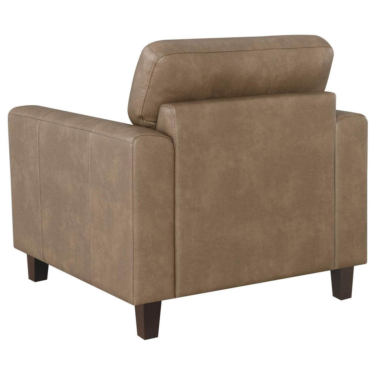 504669 Scotland Faux Leather Upholstered Track Arm Chair Brown