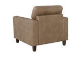 504669 Scotland Faux Leather Upholstered Track Arm Chair Brown