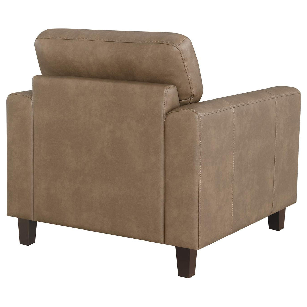 504669 Scotland Faux Leather Upholstered Track Arm Chair Brown