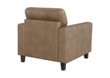 504669 Scotland Faux Leather Upholstered Track Arm Chair Brown