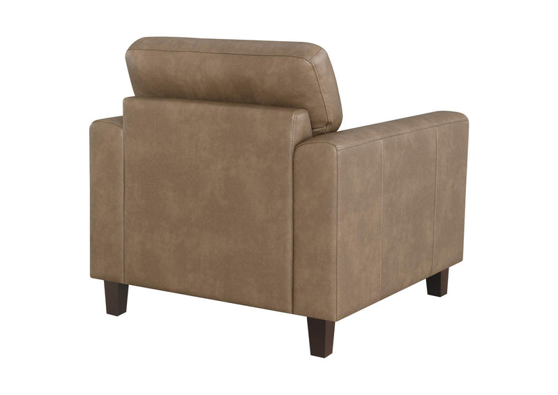 504669 Scotland Faux Leather Upholstered Track Arm Chair Brown