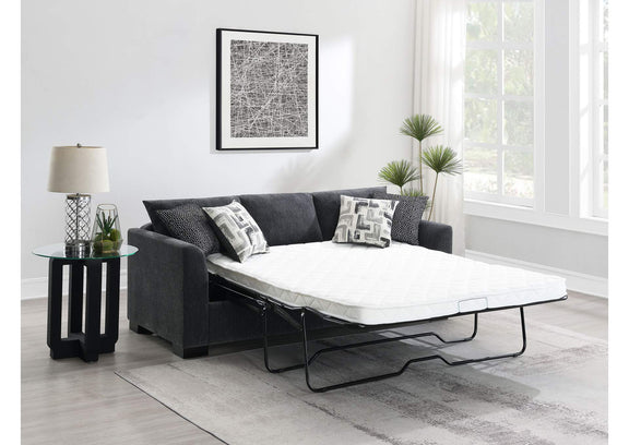 504777 Storey Upholstered Sleeper Sectional Chaise Sofa Dark Grey
