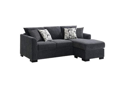 504777 Storey Upholstered Sleeper Sectional Chaise Sofa Dark Grey