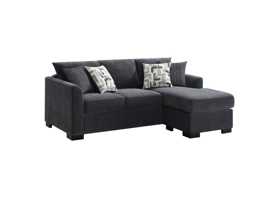 504777 Storey Upholstered Sleeper Sectional Chaise Sofa Dark Grey
