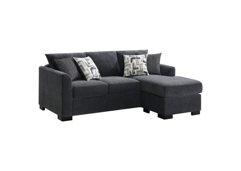 504777 Storey Upholstered Sleeper Sectional Chaise Sofa Dark Grey