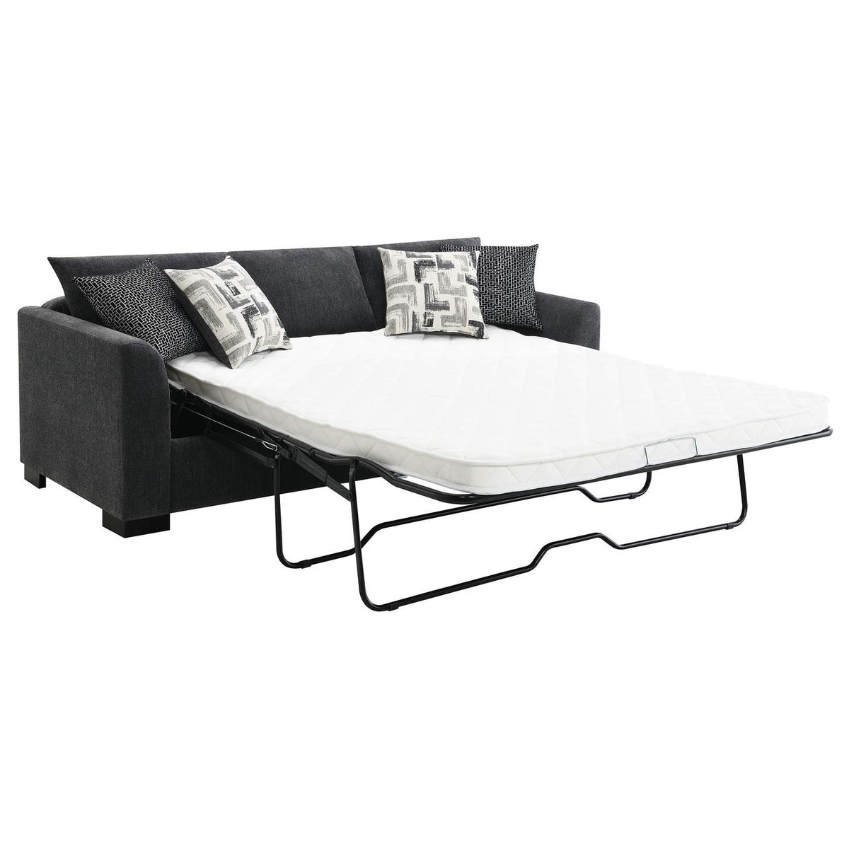 504777 Storey Upholstered Sleeper Sectional Chaise Sofa Dark Grey