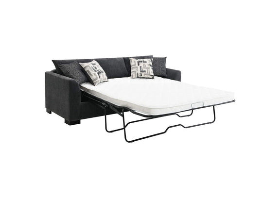 504777 Storey Upholstered Sleeper Sectional Chaise Sofa Dark Grey