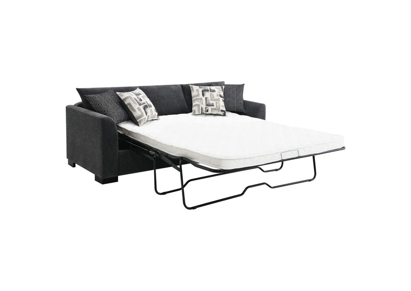 504777 Storey Upholstered Sleeper Sectional Chaise Sofa Dark Grey