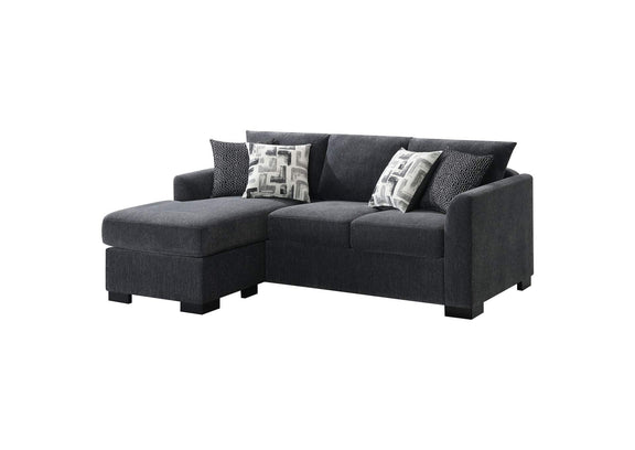 504777 Storey Upholstered Sleeper Sectional Chaise Sofa Dark Grey