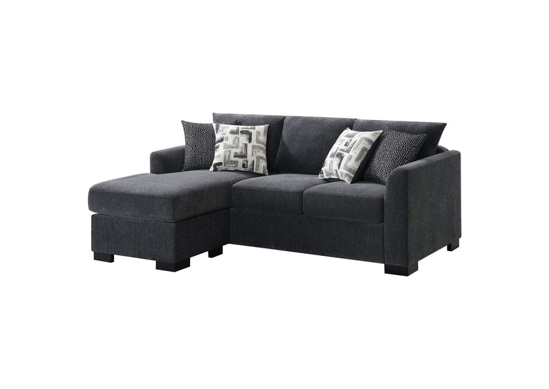 504777 Storey Upholstered Sleeper Sectional Chaise Sofa Dark Grey