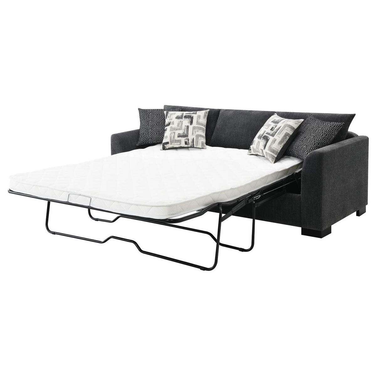 504777 Storey Upholstered Sleeper Sectional Chaise Sofa Dark Grey