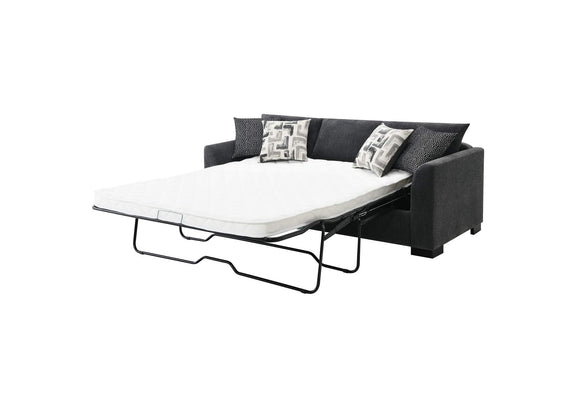 504777 Storey Upholstered Sleeper Sectional Chaise Sofa Dark Grey