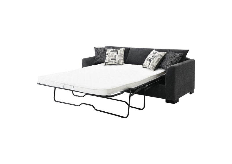 504777 Storey Upholstered Sleeper Sectional Chaise Sofa Dark Grey