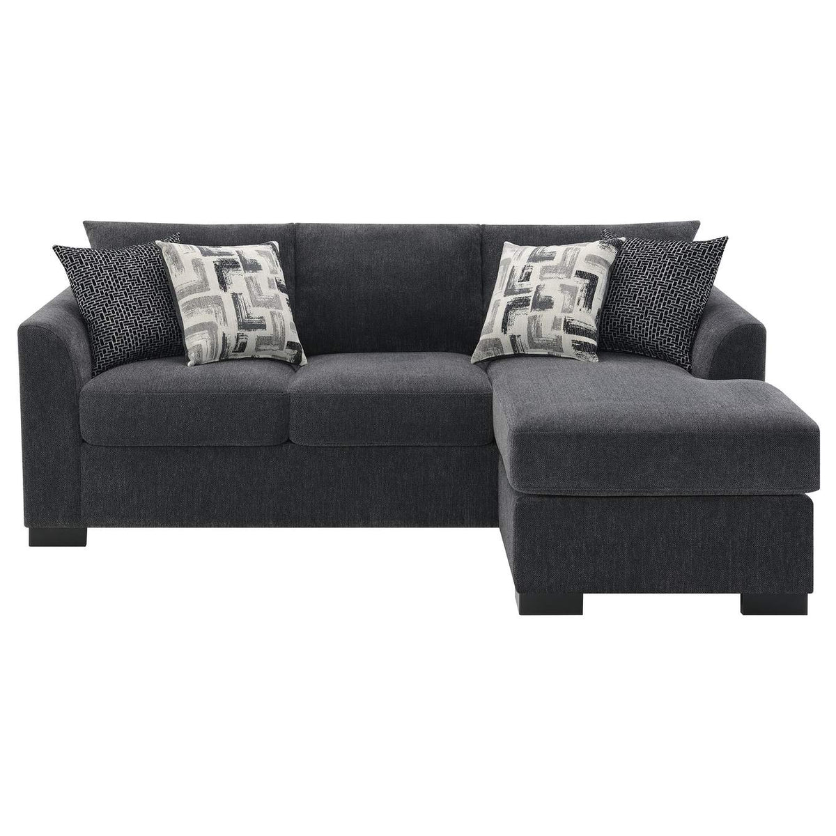 504777 Storey Upholstered Sleeper Sectional Chaise Sofa Dark Grey