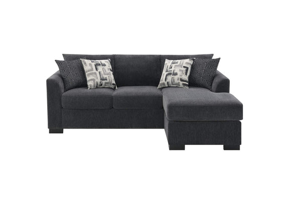 504777 Storey Upholstered Sleeper Sectional Chaise Sofa Dark Grey