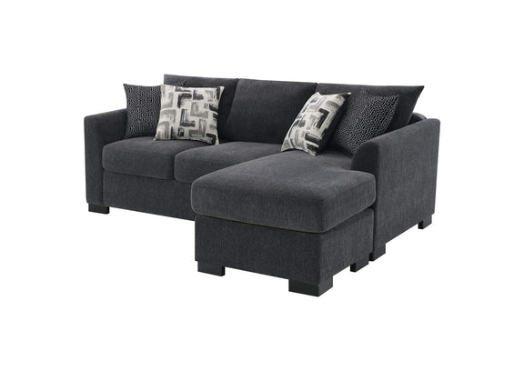 504777 Storey Upholstered Sleeper Sectional Chaise Sofa Dark Grey