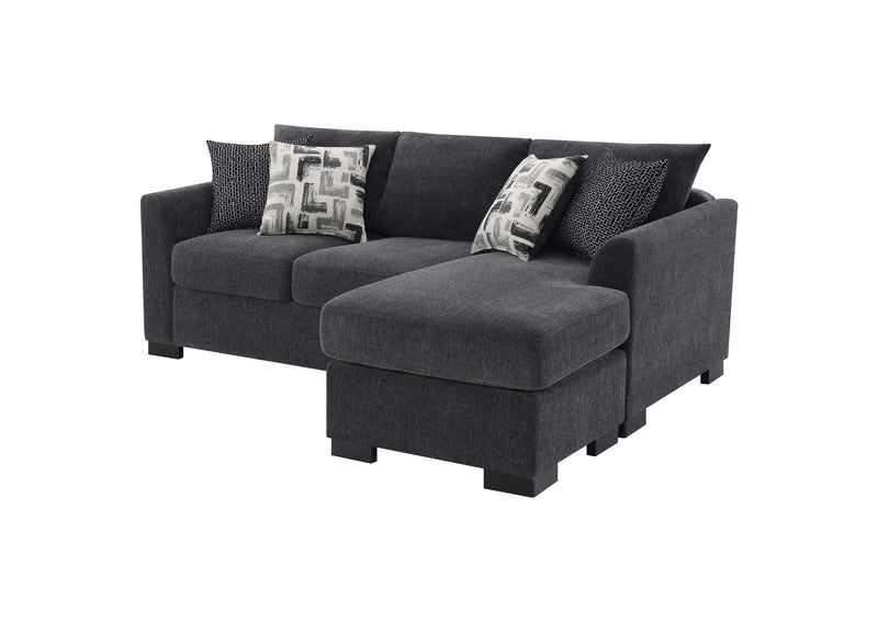 504777 Storey Upholstered Sleeper Sectional Chaise Sofa Dark Grey
