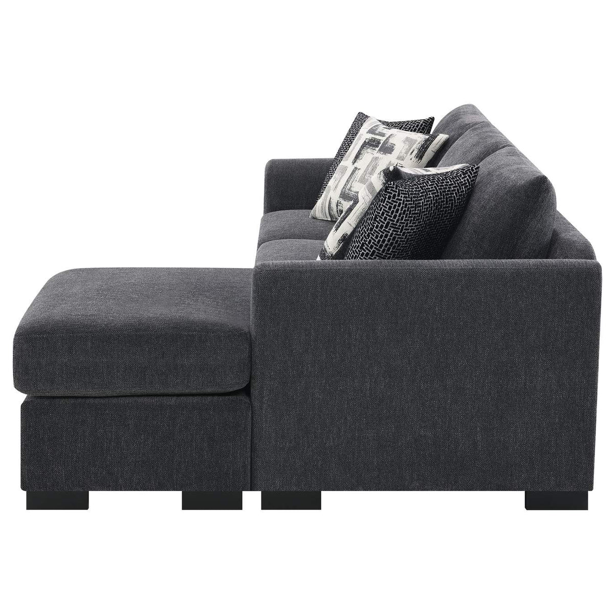 504777 Storey Upholstered Sleeper Sectional Chaise Sofa Dark Grey