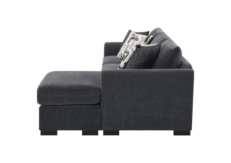504777 Storey Upholstered Sleeper Sectional Chaise Sofa Dark Grey