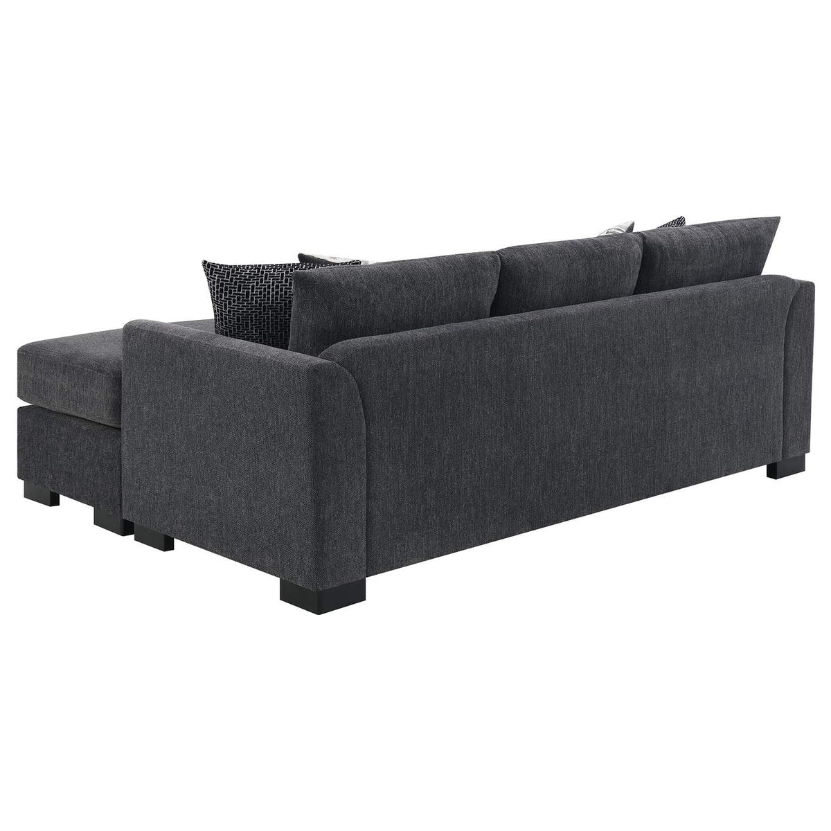 504777 Storey Upholstered Sleeper Sectional Chaise Sofa Dark Grey